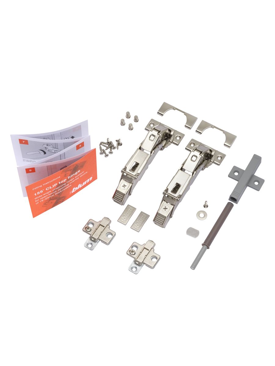 155° CLIP top Wide Angle Unsprung Overlay Hinge (Packed Set Pair)