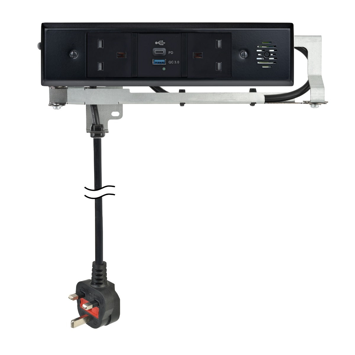 Trio Outlet - 220V 1 USB-C, 1 USB-A and 2 UK - Black