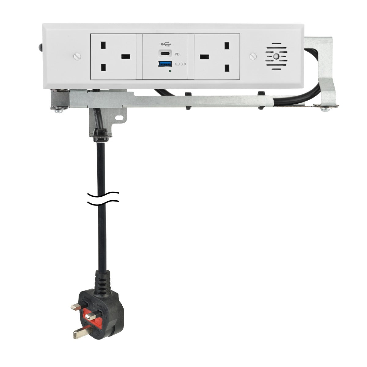 Trio Outlet - 220V 1 USB-C, 1 USB-A and 2 UK - White