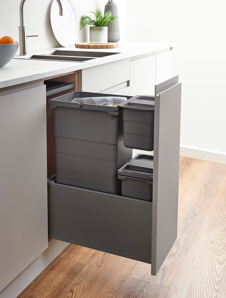 ECO-base Waste Bin D50 x W30 - 44.2L (1x32+1x8+1x4.2L) - TOB Orion Grey (FSC)