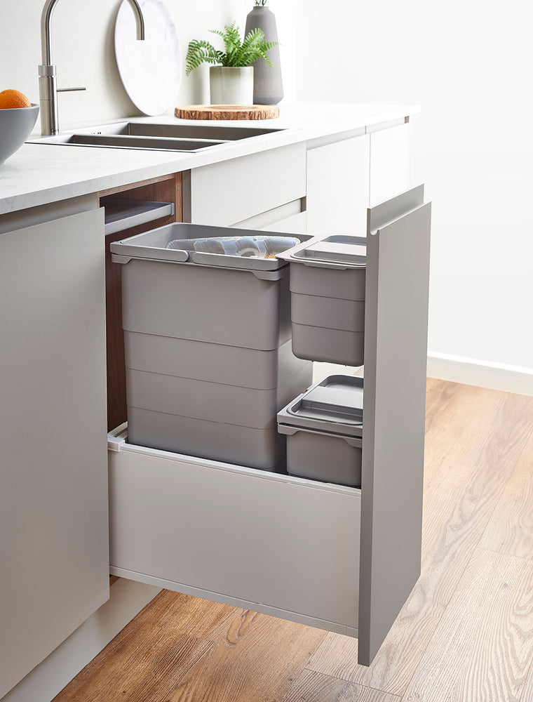 ECO-base Waste Bin D50 x W30 - 44.2L (1x32+1x8+1x4.2L) - TOB Silk White (FSC)