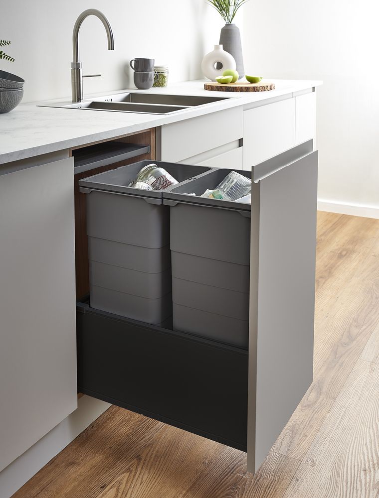 ECO-base Waste Bin D50 x W45 - 64L (2x32L) - S/C Carbon Black (FSC)