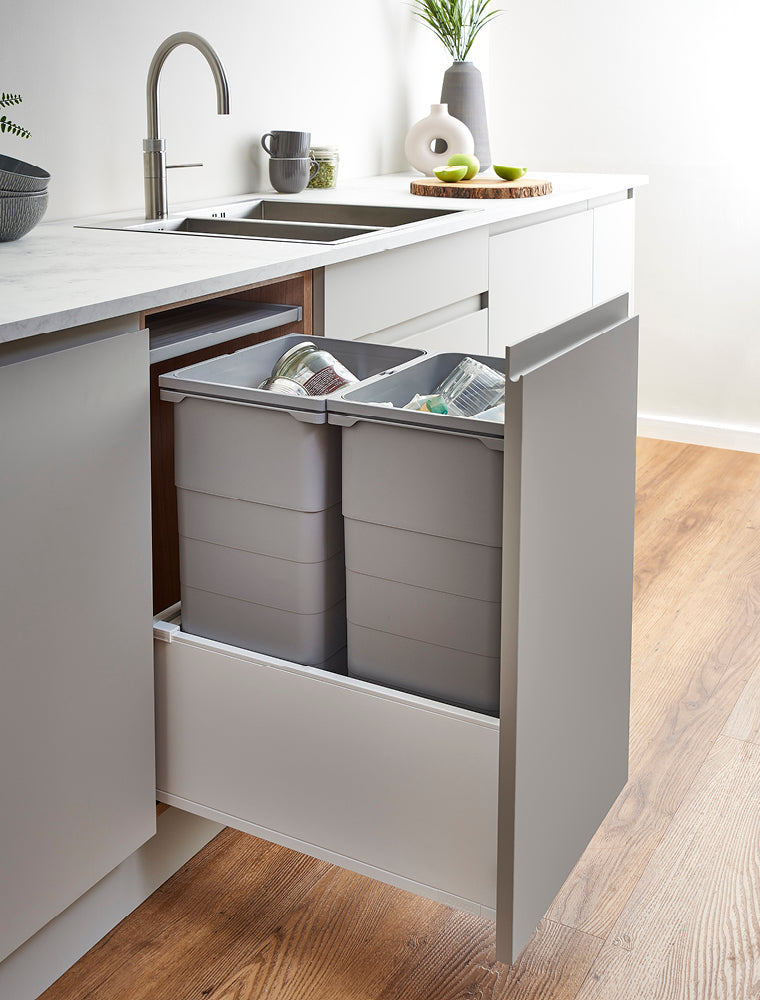 ECO-base Waste Bin D50 x W45 - 64L (2x32L) - TOB Silk White (FSC)