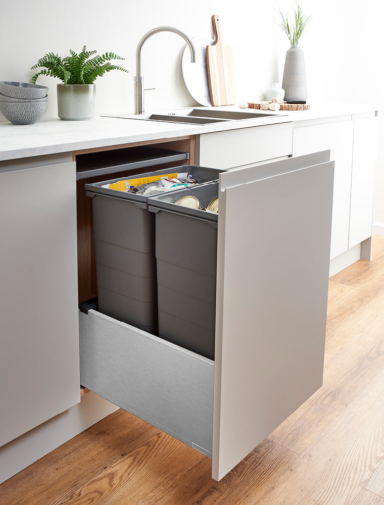 ECO-base Waste Bin D50 x W50 - 84L (2x42L) - TOB Stainless Steel (FSC)