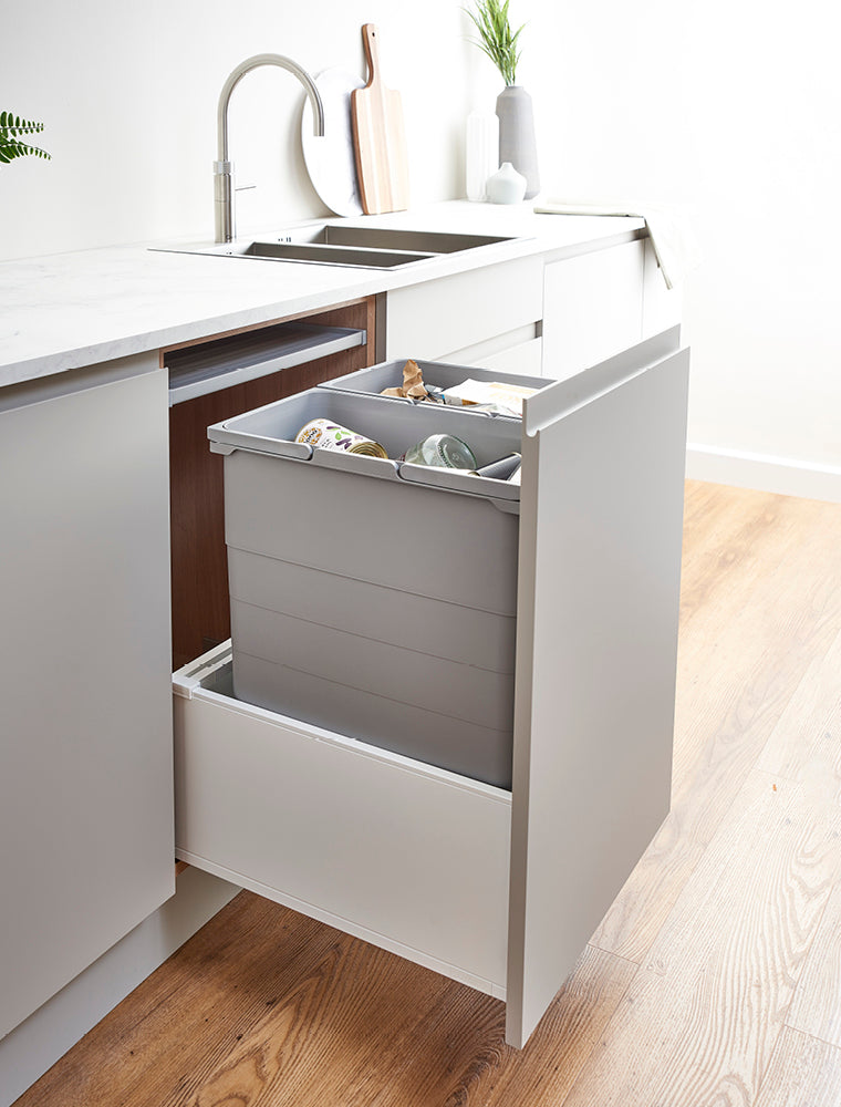 ECO-base Waste Bin D50 x W50 - 84L (2x42L) - S/C Silk White (FSC)