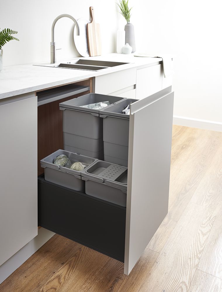 ECO-base Waste Bin D50 x W50 - 80L (2x32+2x8L) - TOB Carbon Black (FSC)