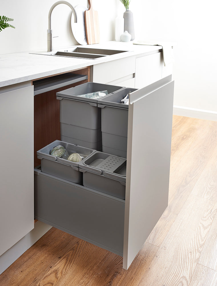 ECO-base Waste Bin D50 x W50 - 80L (2x32+2x8L) - TOB Orion Grey (FSC)