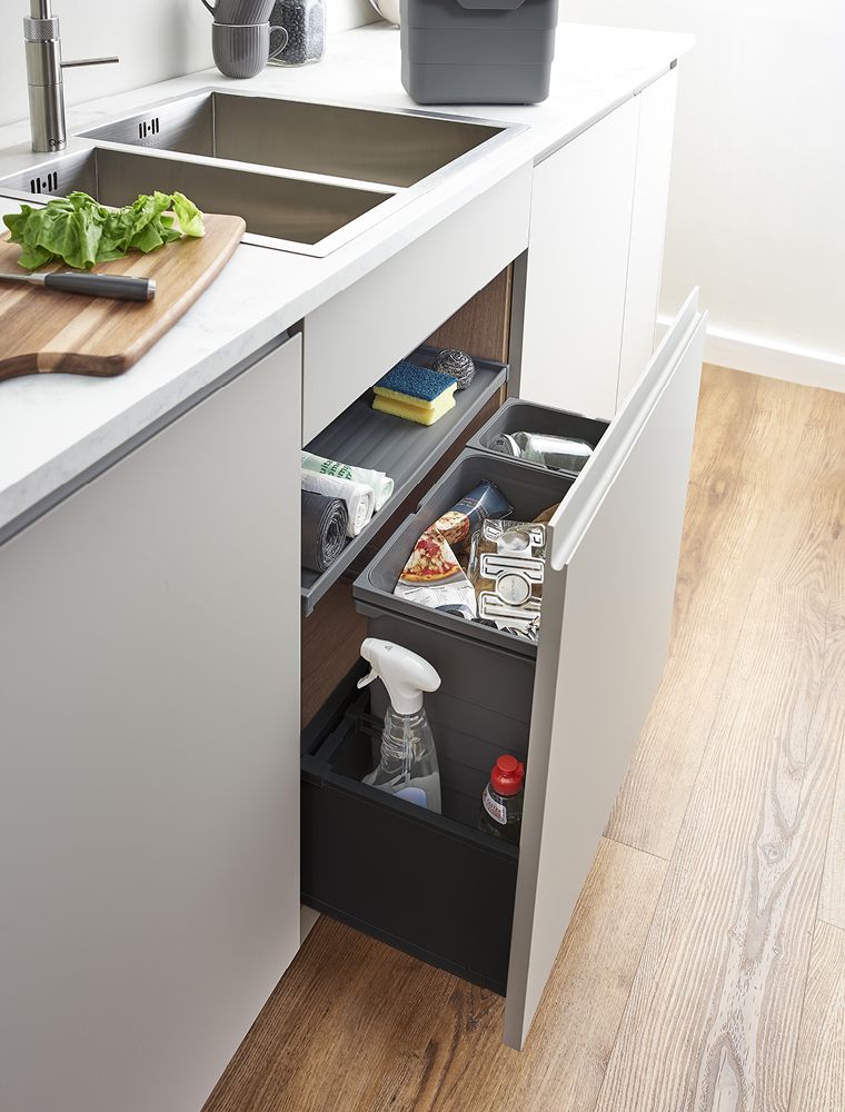 ECO-sink Waste Bin D27 x W60 - 25L (1x17+1x8L) - QUOOKER TOB Carbon Black (FSC)