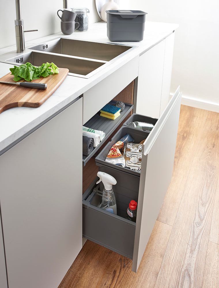 ECO-sink Waste Bin D27 x W60 - 25L (1x17+1x8L) - QUOOKER TOB Grey (FSC)