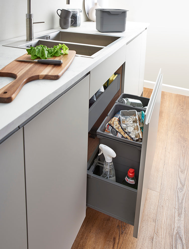 ECO-sink Waste Bin D27 x W60 - 25L (1x17+1x8L) - QUOOKER S/C Grey + Drawer (FSC)