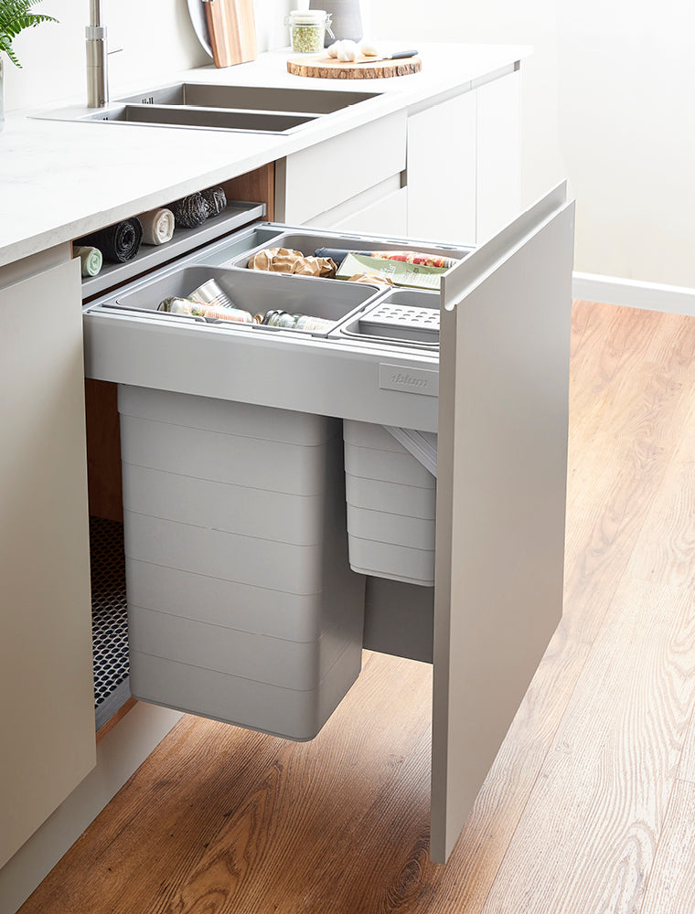 ECO-top 125 Waste Bin D50 x W60 - 82L (1x42+1x32+1x8L) - E/ Open Light Grey