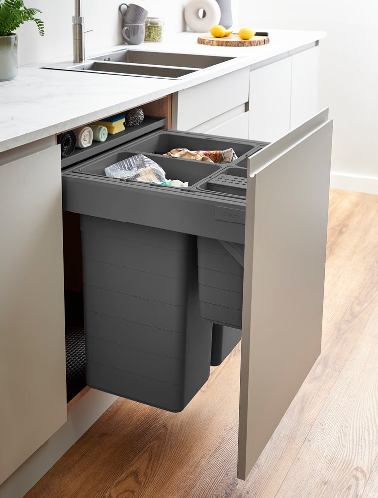 ECO-top 125 Waste Bin D50 x W60 - 80L (2x32+2x8L) - Electric Hands Free Orion Grey