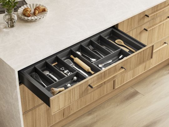 CLASSICO Soft Touch Cutlery Insert - Black 500mm Depth