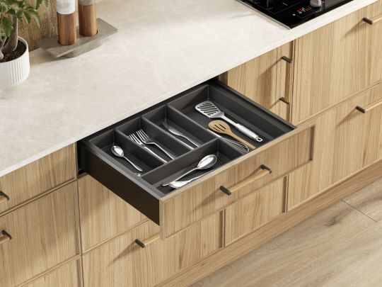 CLASSICO Soft Touch Cutlery Insert - Black 500mm Depth