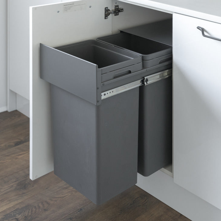 Hafele 2-Compartment 64L Recycling Bin: 400mm Door